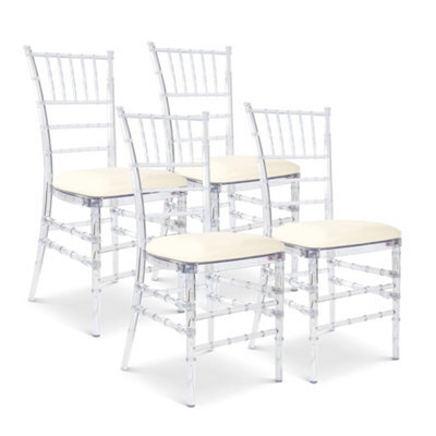 Bravich Clear Acrylic Chiavari Dining Chairs Wedding Event Chair  - Set Of 4 - image 1