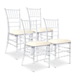 Bravich Clear Acrylic Chiavari Dining Chairs Wedding Event Chair  - Set Of 4