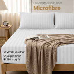 Aspire Homeware White Stripe Fitted Sheet 40Cm Extra Deep-100%microfiber Fitted Bed Sheets Super King (L)200Cmx(W)180Cm - thumbnail 7