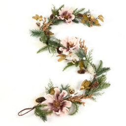 Dibor Luxury Magnolia Blush Xmas Decoration Staircase Christmas Garland 1.8M - thumbnail 2