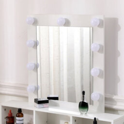 Thehotsale White Modern Makeup Desk Set With Led Light Mirror And 2 Drawers - thumbnail 4