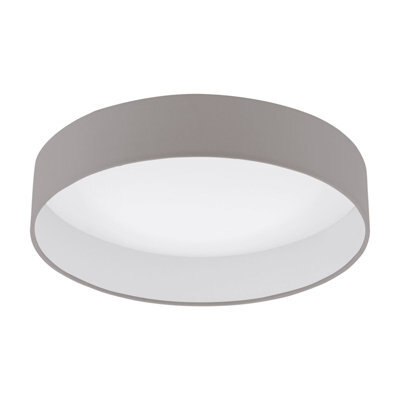 Elegant Flush Ceiling Light With Dimmable Led Bulb In White And Taupe Fabric - image 1