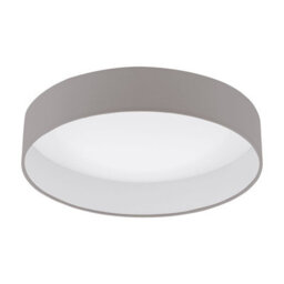 Elegant Flush Ceiling Light With Dimmable Led Bulb In White And Taupe Fabric - thumbnail 1