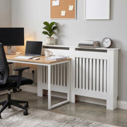 Xl White Radiator Cover Mdf Small Large Modern Wood Slat Grill Cabinet Furniture - thumbnail 5