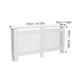 Xl White Radiator Cover Mdf Small Large Modern Wood Slat Grill Cabinet Furniture - thumbnail 2