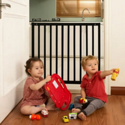 Safetots Simply Secure Wooden Gate, 72Cm - 79Cm, Black, Wooden Stair Gate, Screw Fit Baby Gate, Safety Barrier - thumbnail 9