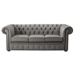 Chesterfield 3 Seater Shelly Silver Birch Leather Sofa Bespoke In Classic Style - thumbnail 1