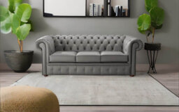 Chesterfield 3 Seater Shelly Silver Birch Leather Sofa Bespoke In Classic Style - thumbnail 2