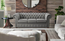 Chesterfield 3 Seater Shelly Silver Birch Leather Sofa Bespoke In Classic Style - thumbnail 3