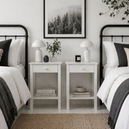 Wyld Haus Maco Set Of 2 White Wooden Bedside Tables With Drawer And Bottom Shelf, 39 X 39 X 61 Cm - thumbnail 1
