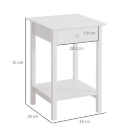 Wyld Haus Maco Set Of 2 White Wooden Bedside Tables With Drawer And Bottom Shelf, 39 X 39 X 61 Cm - thumbnail 4