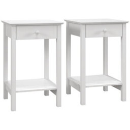 Wyld Haus Maco Set Of 2 White Wooden Bedside Tables With Drawer And Bottom Shelf, 39 X 39 X 61 Cm - thumbnail 2