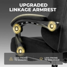 Gtplayer Fabric Gaming Chair, Ergonomic Height Adjustable Computer Chair With Footrest And Lumbar Support, Black - thumbnail 7