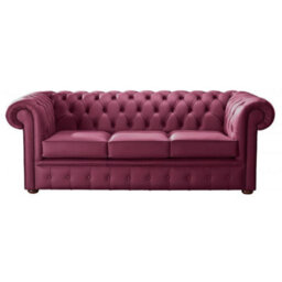 Chesterfield 3 Seater Shelly Anemone Leather Sofa Bespoke In Classic Style - thumbnail 1