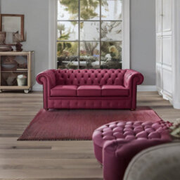 Chesterfield 3 Seater Shelly Anemone Leather Sofa Bespoke In Classic Style - thumbnail 3