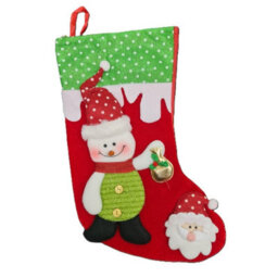 HSD Christmas Stocking With Snowman & Santa - Festive Holiday Decoration For Tree, Mantel & Home Decor - thumbnail 1