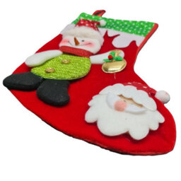 HSD Christmas Stocking With Snowman & Santa - Festive Holiday Decoration For Tree, Mantel & Home Decor - thumbnail 2
