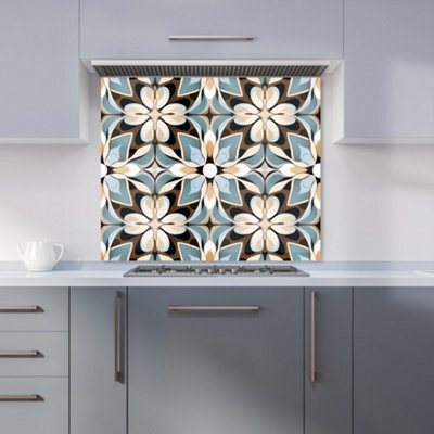 Warren Reed Designer Beige And Brown Abstract Pattern Premium Glass Kitchen Splashback W600mm X H600mm - image 1