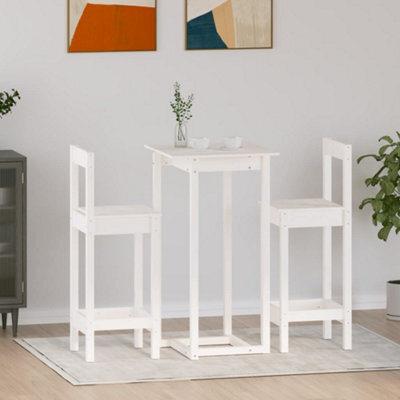 Berkfield 3 Piece Bar Set White Solid Wood Pine - image 1