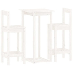 Berkfield 3 Piece Bar Set White Solid Wood Pine - thumbnail 2