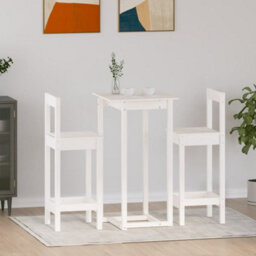 Berkfield 3 Piece Bar Set White Solid Wood Pine