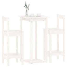 Berkfield 3 Piece Bar Set White Solid Wood Pine - thumbnail 4