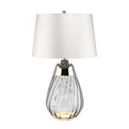 Luminosa Lighting Elstead Lena 2 Light Small Smoke Table Lamp With Off-White Shade, Smoke-Tinted Glass , Off-White Shade, E27 - thumbnail 1