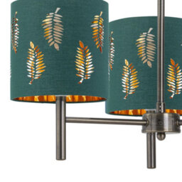 First Choice Lighting Set Of 2 Brea - Antique Brass Light Fittings & Dark Green Fern Shades - thumbnail 3