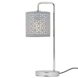 First Choice Lighting Set Of 2 Chrome Arched 46Cm Table Lamp With Grey Cut Out Shades - thumbnail 3