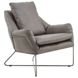 Orsina Stylish Grey Faux Leather Chair, Leather Upholstered Accent Chair For Reading, Mid-Century Design Armchair - thumbnail 2