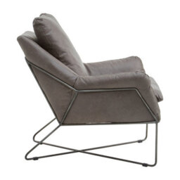Orsina Stylish Grey Faux Leather Chair, Leather Upholstered Accent Chair For Reading, Mid-Century Design Armchair - thumbnail 3