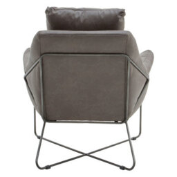 Orsina Stylish Grey Faux Leather Chair, Leather Upholstered Accent Chair For Reading, Mid-Century Design Armchair - thumbnail 4