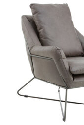 Orsina Stylish Grey Faux Leather Chair, Leather Upholstered Accent Chair For Reading, Mid-Century Design Armchair - thumbnail 5