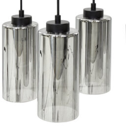 Wyld and Coco Lumina Hanging Lamp - 6-Light Smoked Glass Pendant With Grey-Black Iron Base, W60 X D30 X H105Cm - thumbnail 5
