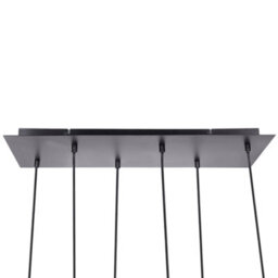 Wyld and Coco Lumina Hanging Lamp - 6-Light Smoked Glass Pendant With Grey-Black Iron Base, W60 X D30 X H105Cm - thumbnail 6