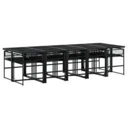 Walplus 11 Piece Garden Outdoor Dining Set Suitable For Backyard, Patio Black Poly Rattan - thumbnail 5