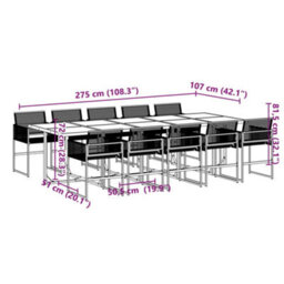 Walplus 11 Piece Garden Outdoor Dining Set Suitable For Backyard, Patio Black Poly Rattan - thumbnail 9