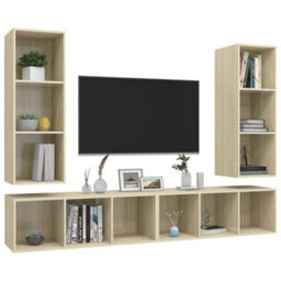 Berkfield Wall-Mounted Tv Cabinets 4 Pcs Sonoma Oak Engineered Wood - thumbnail 3