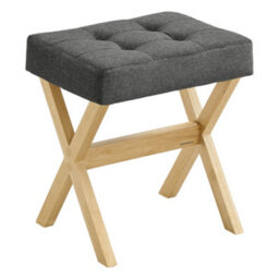 LEDREM Dressing Table Stool, Upholstered Makeup Vanity Stool, Foot Rest,for Bedroom, Wardrobe,slate Grey And Natural Beige - thumbnail 3