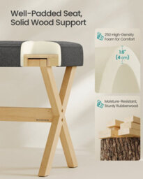 LEDREM Dressing Table Stool, Upholstered Makeup Vanity Stool, Foot Rest,for Bedroom, Wardrobe,slate Grey And Natural Beige - thumbnail 5