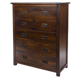 Core Products 5 Drawer Chest, Rich Dark Brown Lacquer Finish, Boston Range H115.0Cm X W90.0Cm X D40.0Cm - thumbnail 1