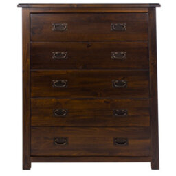 Core Products 5 Drawer Chest, Rich Dark Brown Lacquer Finish, Boston Range H115.0Cm X W90.0Cm X D40.0Cm - thumbnail 2