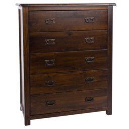 Core Products 5 Drawer Chest, Rich Dark Brown Lacquer Finish, Boston Range H115.0Cm X W90.0Cm X D40.0Cm - thumbnail 3