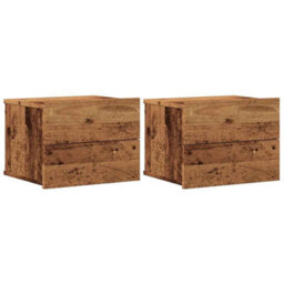 Berkfield Wall-Mounted Bedside Cabinets 2 Pcs Old Wood 40X32X30 Cm - thumbnail 2