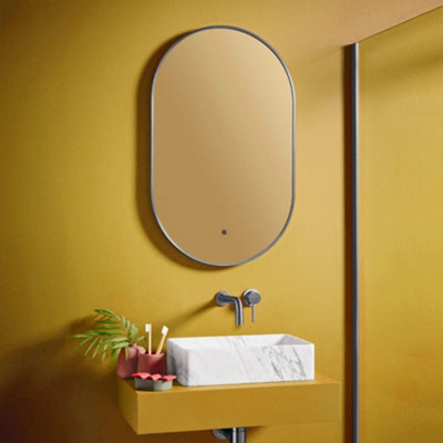 FNX Bathrooms Tablet Mirror 500X800 Gunmetal Wall Mounted Led Bathroom Mirror