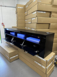 Furneo 200Cm Black Long Tv Stand Unit Cabinet Matt & High Gloss White Led Lights Phantom 10 - thumbnail 6