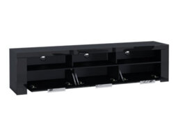 Furneo 200Cm Black Long Tv Stand Unit Cabinet Matt & High Gloss White Led Lights Phantom 10 - thumbnail 7