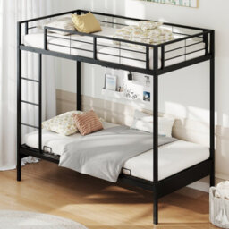 Costway Single Over Futon Bunk Bed Convertible Couch And Bed W/ Ladder-Black - thumbnail 1