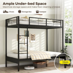 Costway Single Over Futon Bunk Bed Convertible Couch And Bed W/ Ladder-Black - thumbnail 5