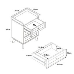 Melody Maison Cream & Wood 3 Drawer Bedside Table - Oswin Range - thumbnail 7